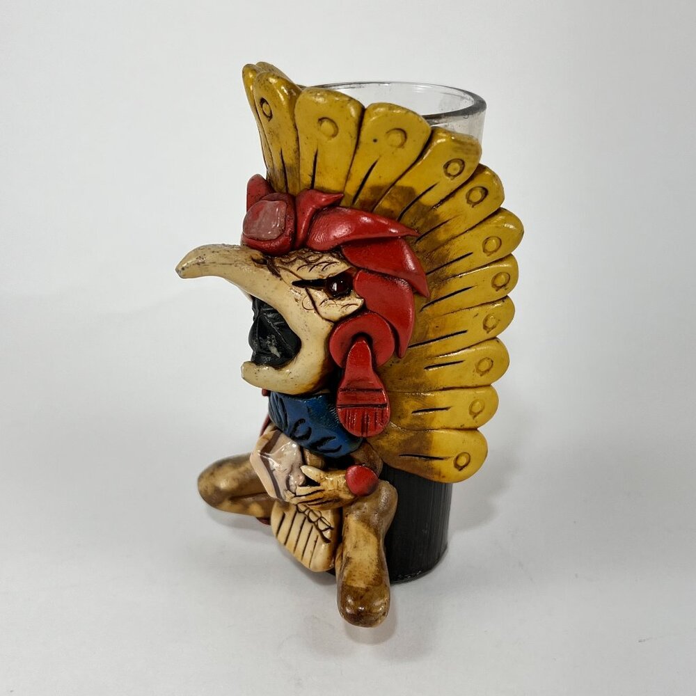 Aztec Warrior Shot Clear Santos Glass Mexico Handcrafted Stone Souvenir Barware